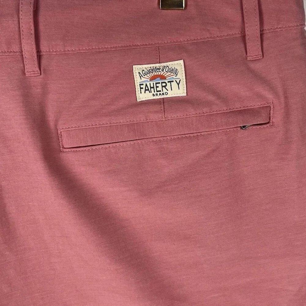 Faherty All Day Shorts Men's 34 Drawstring Chino 7 Inseam Stretch Dark Pink